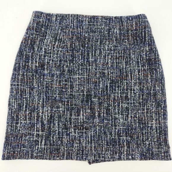 Loft Petites Tweed Wool Mini Wrap Skirt Women Size 2P Retro Glam Office Academia - Picture 3 of 10
